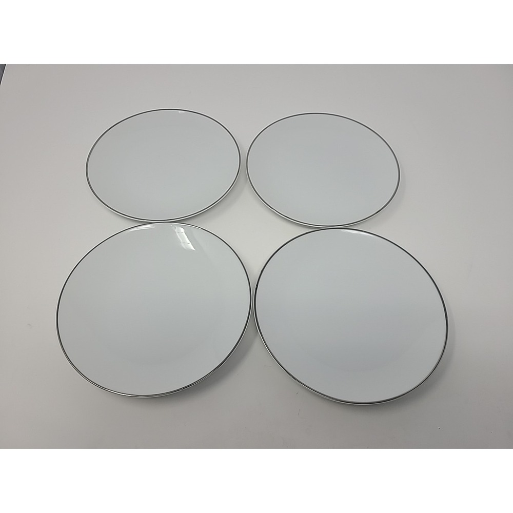 Set Of Four Noritake 6.25" White W/ Silver Trim Colonial 5932‎ Bread Plates